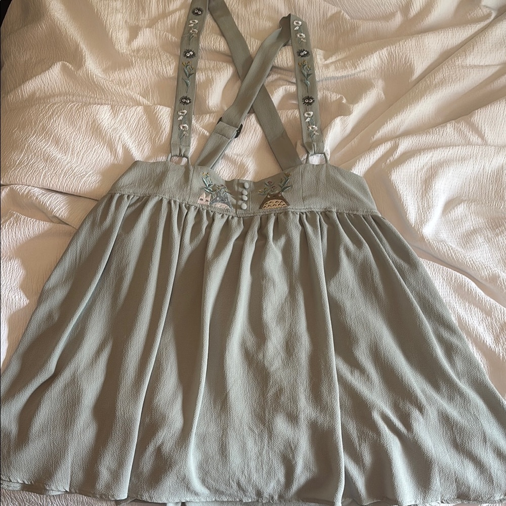 Totoro embroidered overall skirt